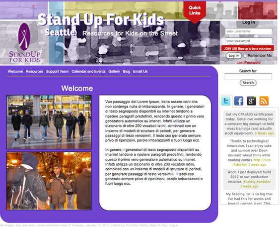 Stand Up for Kids Home page