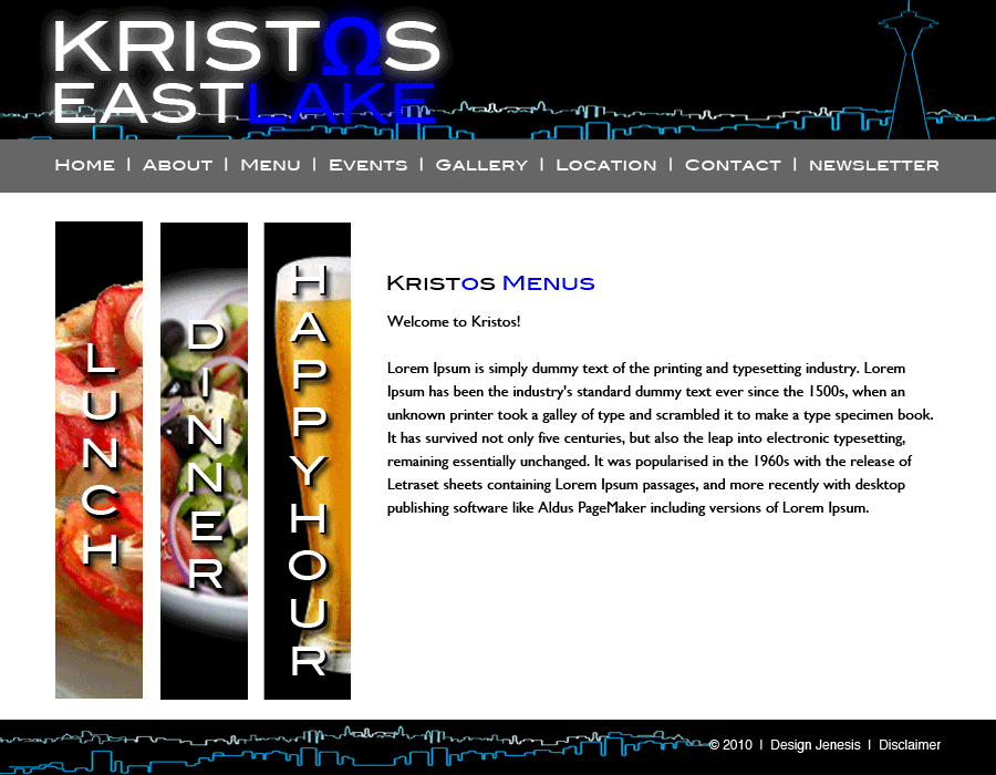 Kristos Eastlake Menu Page